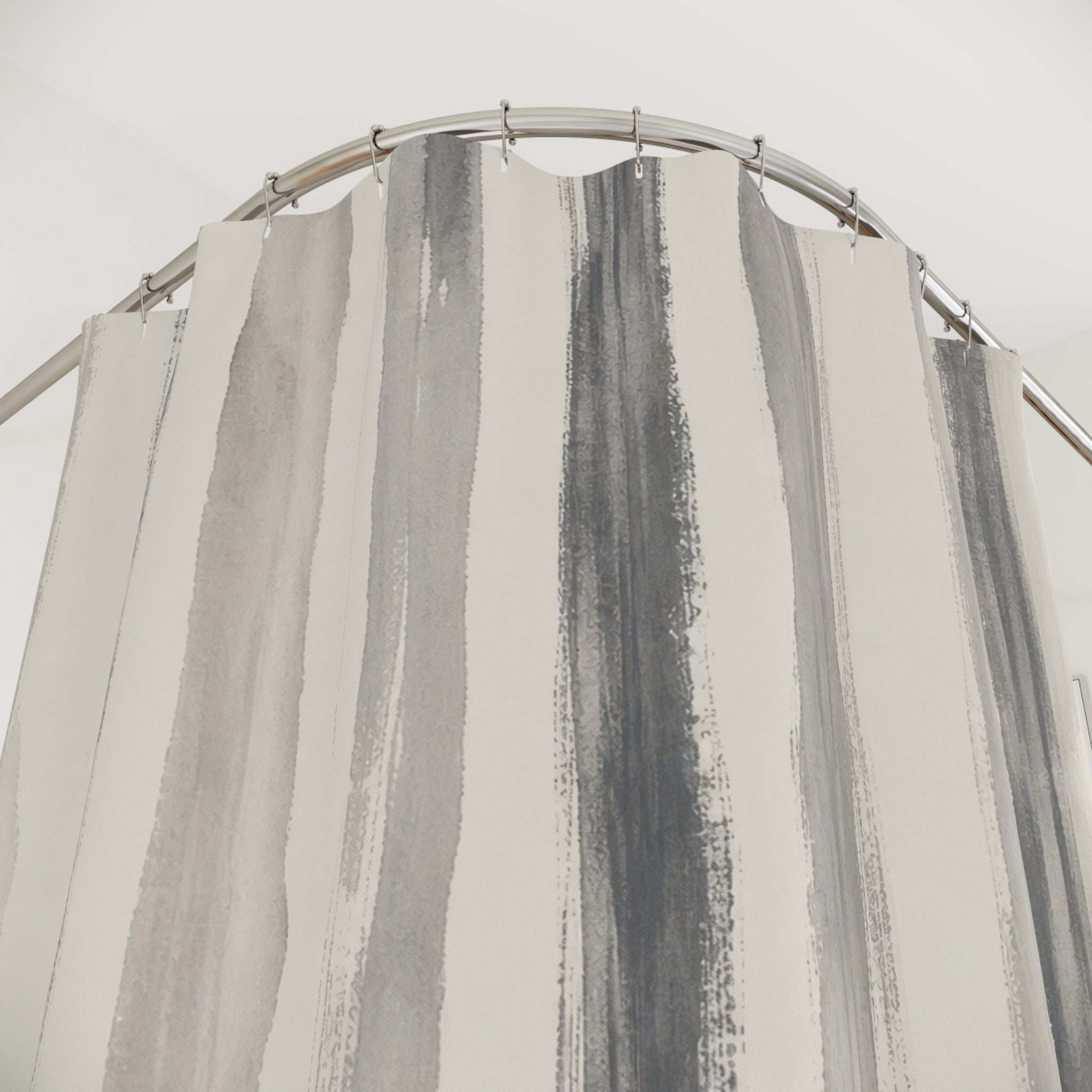 Charcoal Watercolor Stripe Shower Curtain