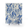 Cobalt Macaw Tropical Toile Shower Curtain