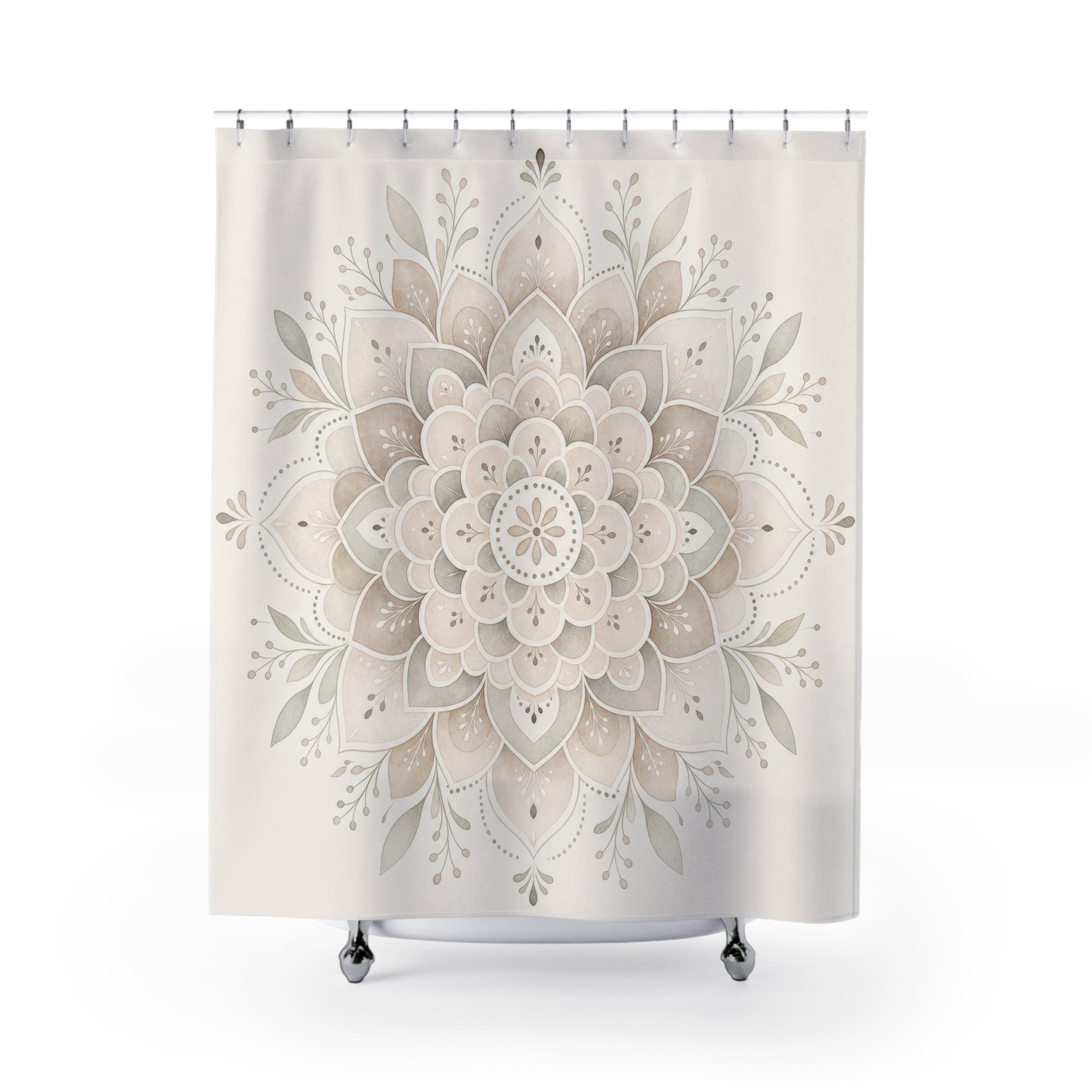 Cream Floral Medallion Shower Curtain