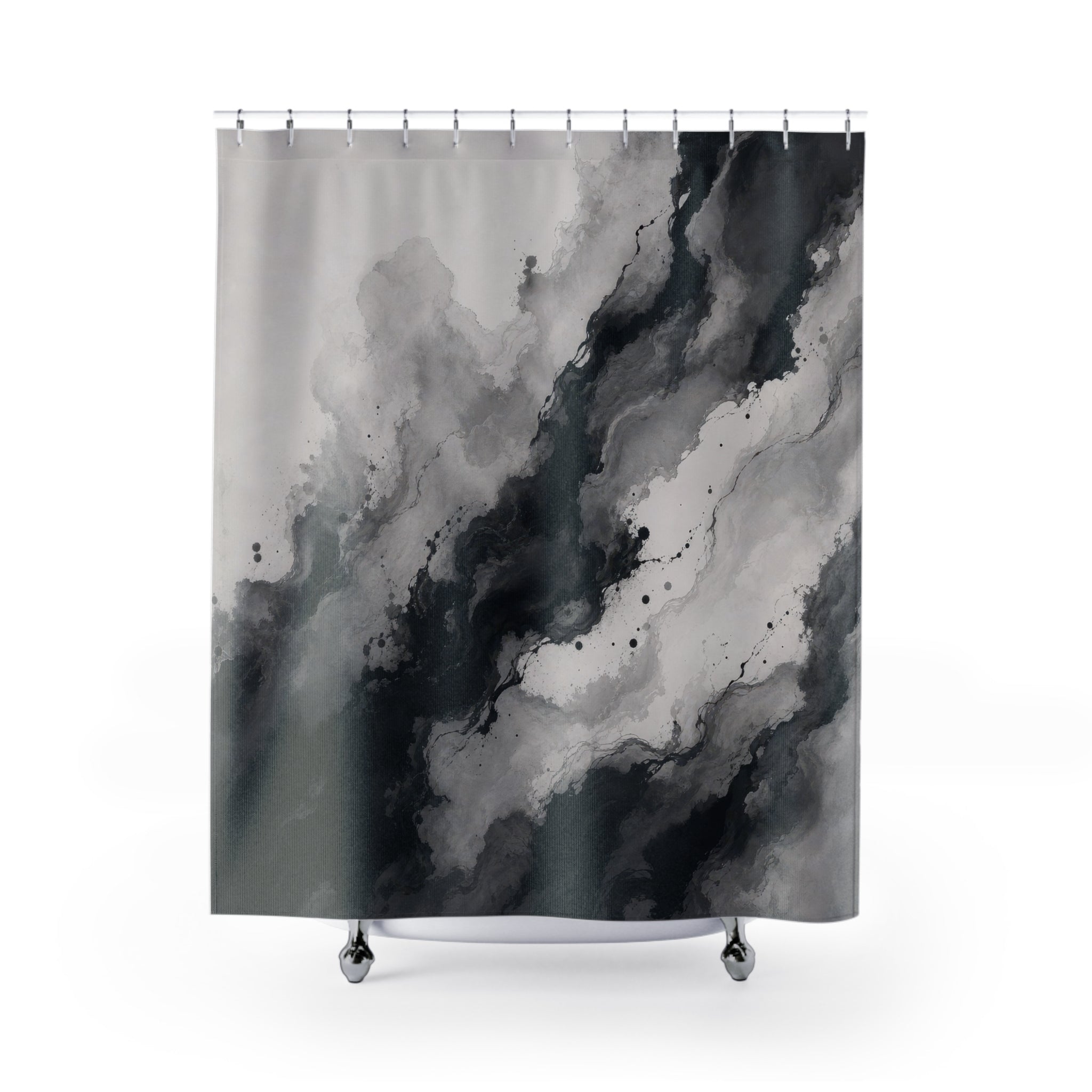 Black & Grey Abstract Ink Shower Curtain