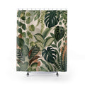 Plant Shower Curtain: Green Tropical Botanical Leaf Pattern