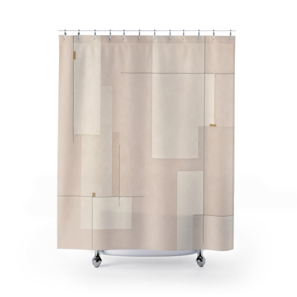Minimal Line White Shower Curtain