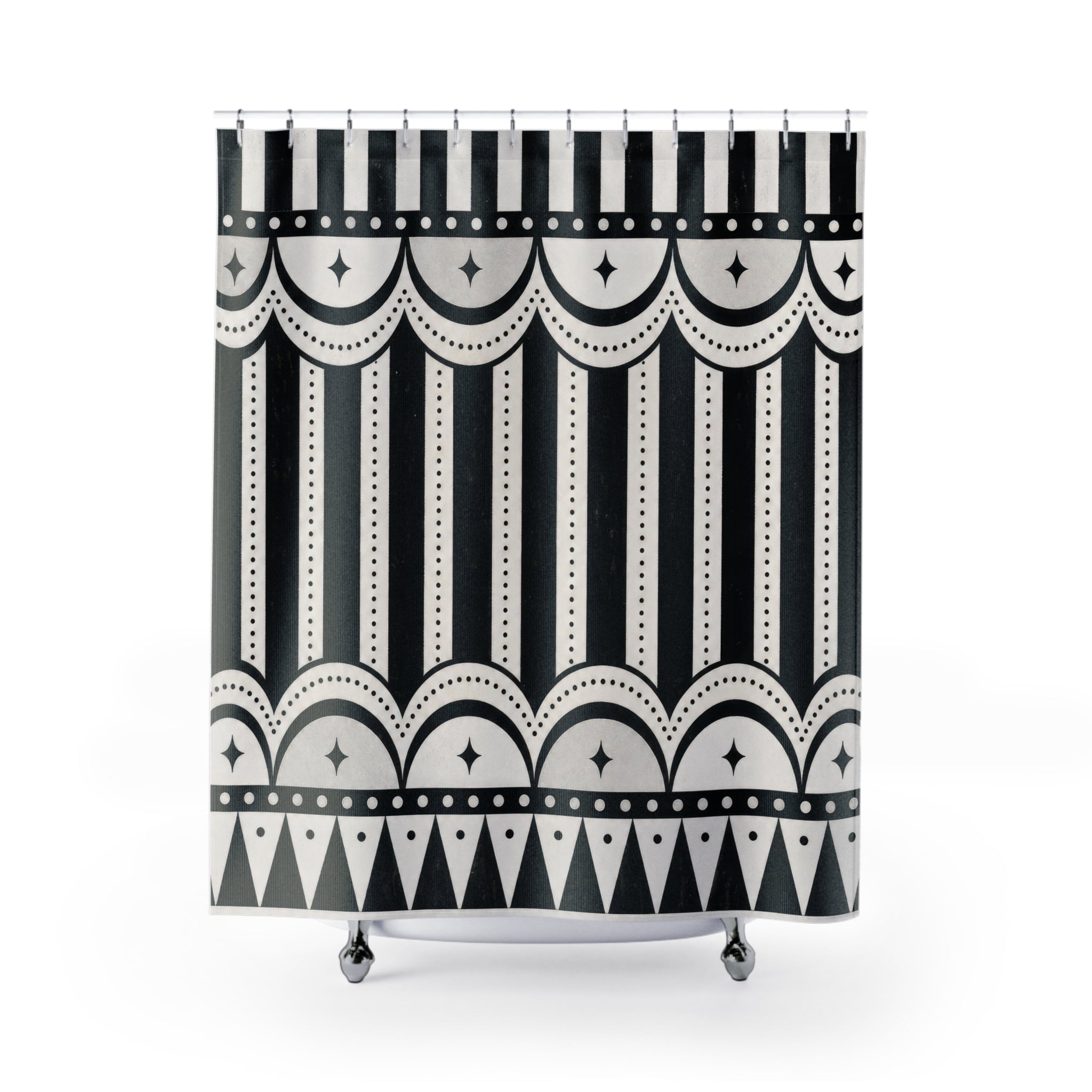 Black White Striped Shower Curtain
