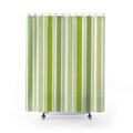 Lime Green White Vertical Stripe Shower Curtain