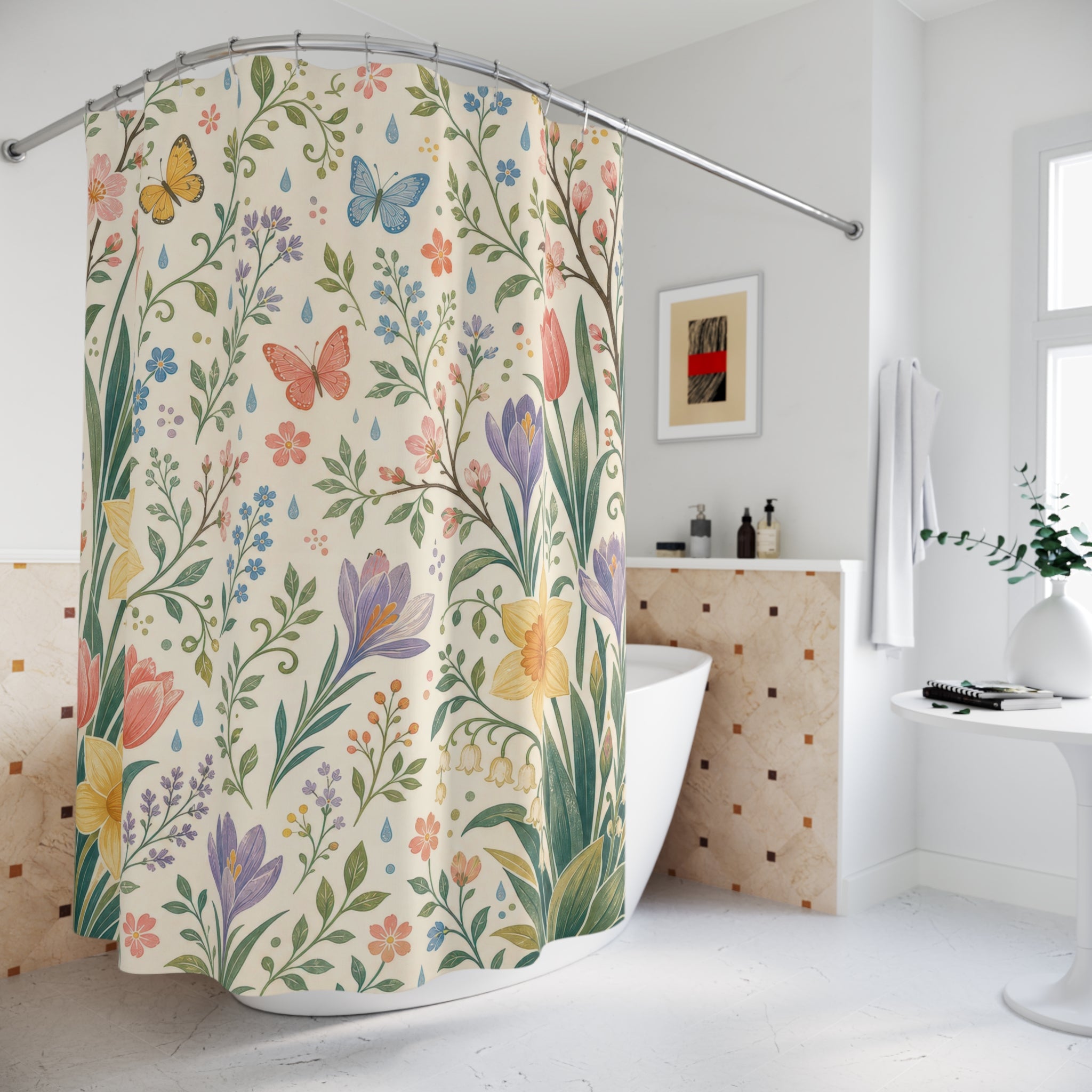 Spring Floral Botanical Shower Curtain