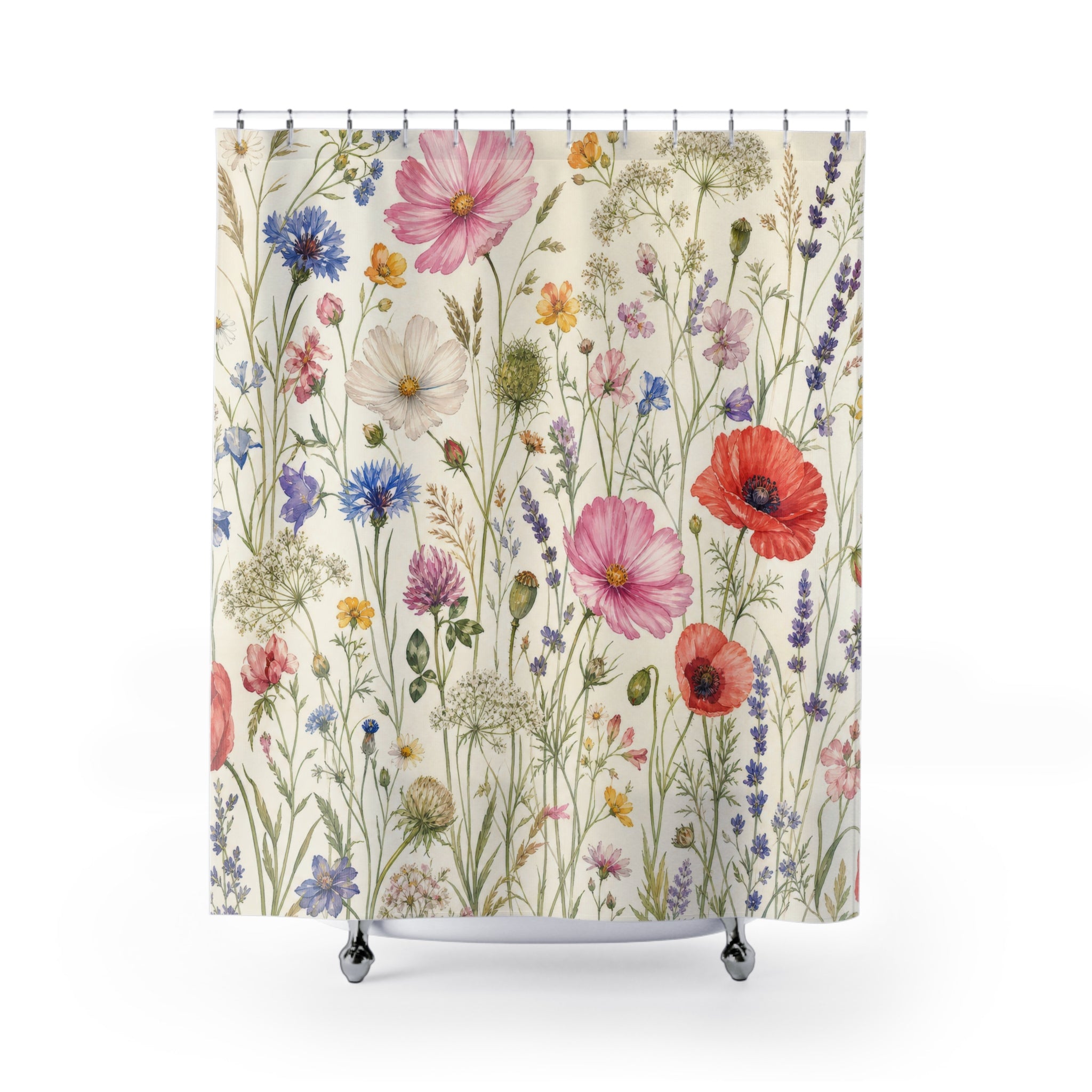 Watercolor Wildflower Shower Curtain