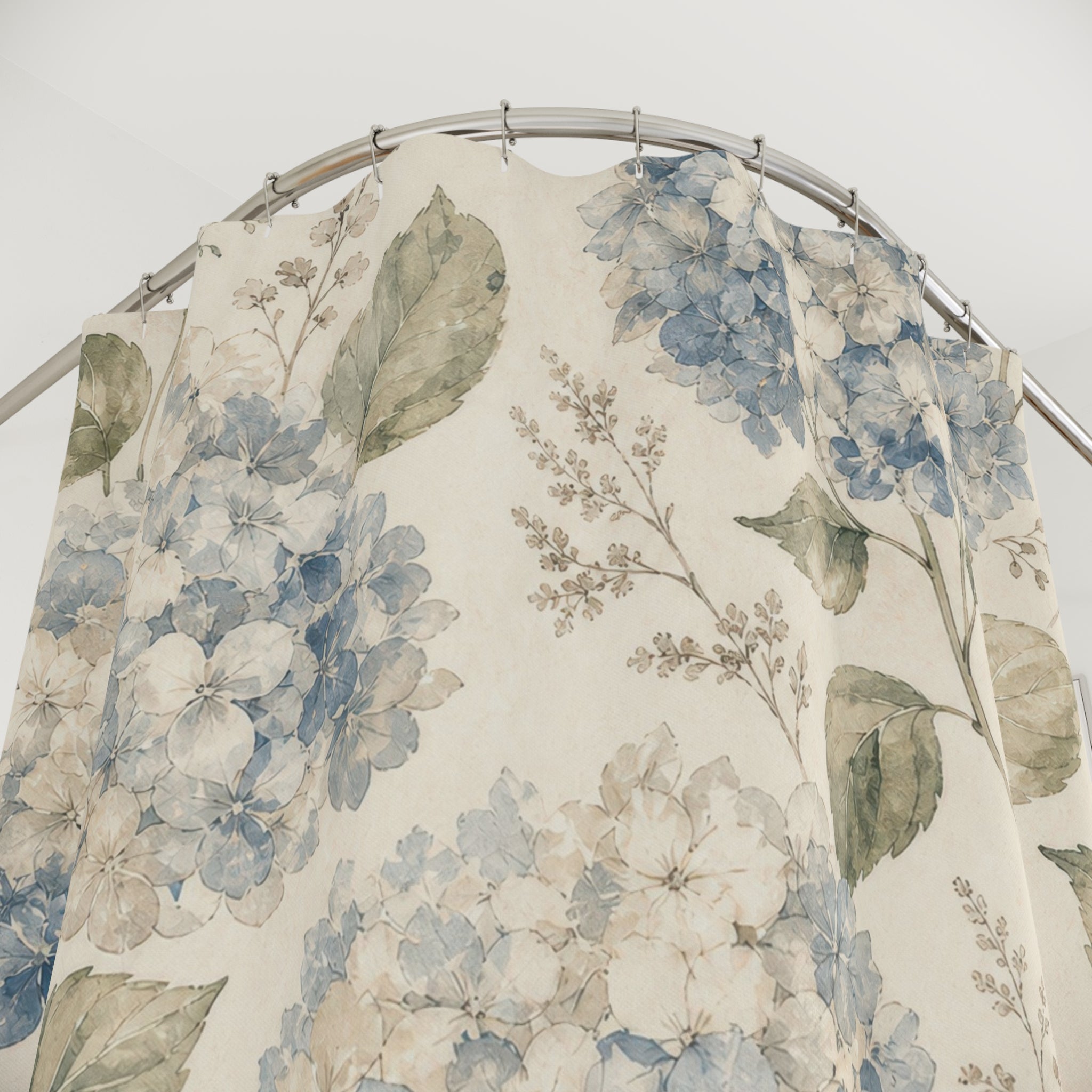 Soft Blue Floral Botanical Shower Curtain