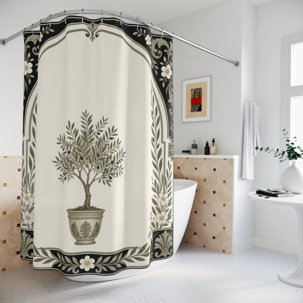 Framed Shower Curtain, Black Sage Botanical Arch