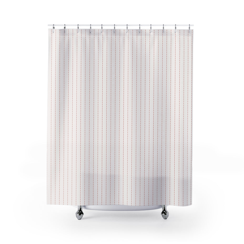 Red & White Dash Stripe Shower Curtain – Broken Line