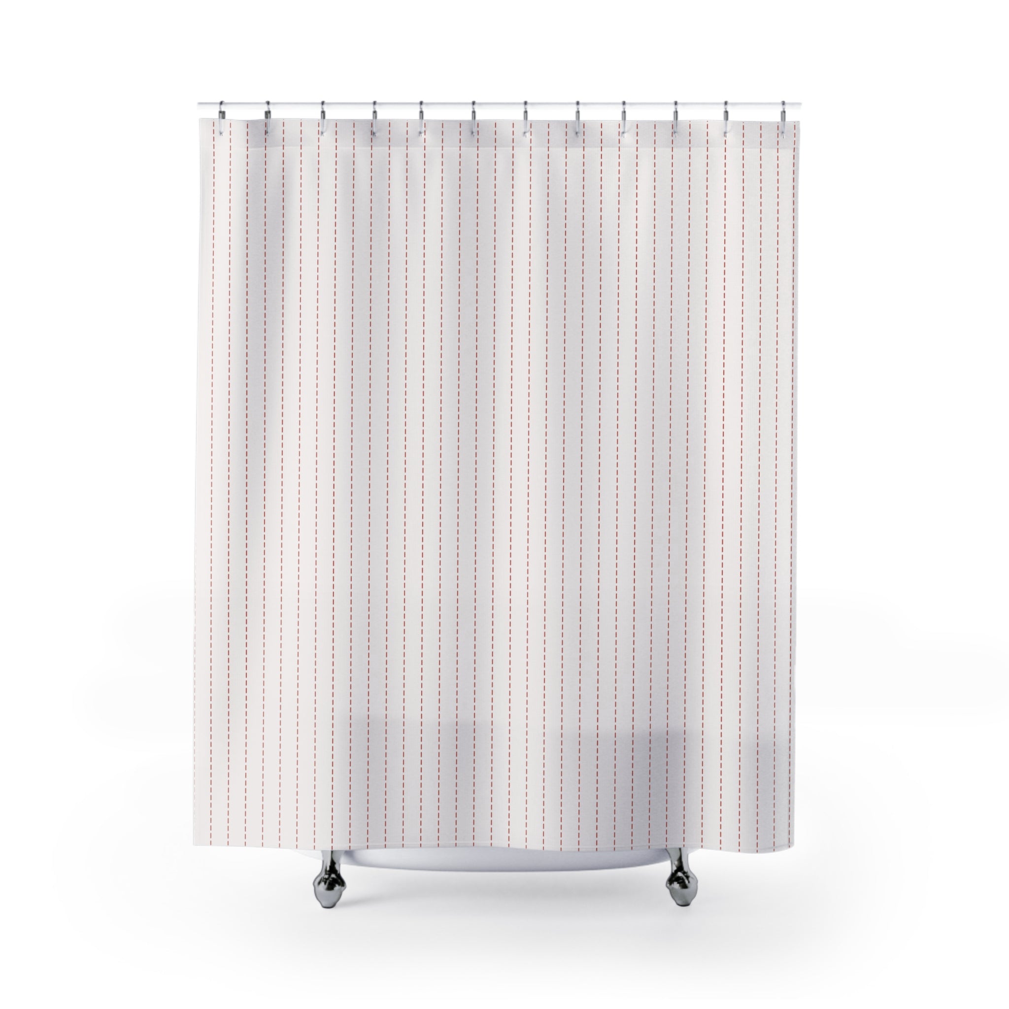 Red & White Dash Stripe Shower Curtain – Broken Line