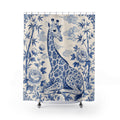 Blue White Giraffe Shower Curtain