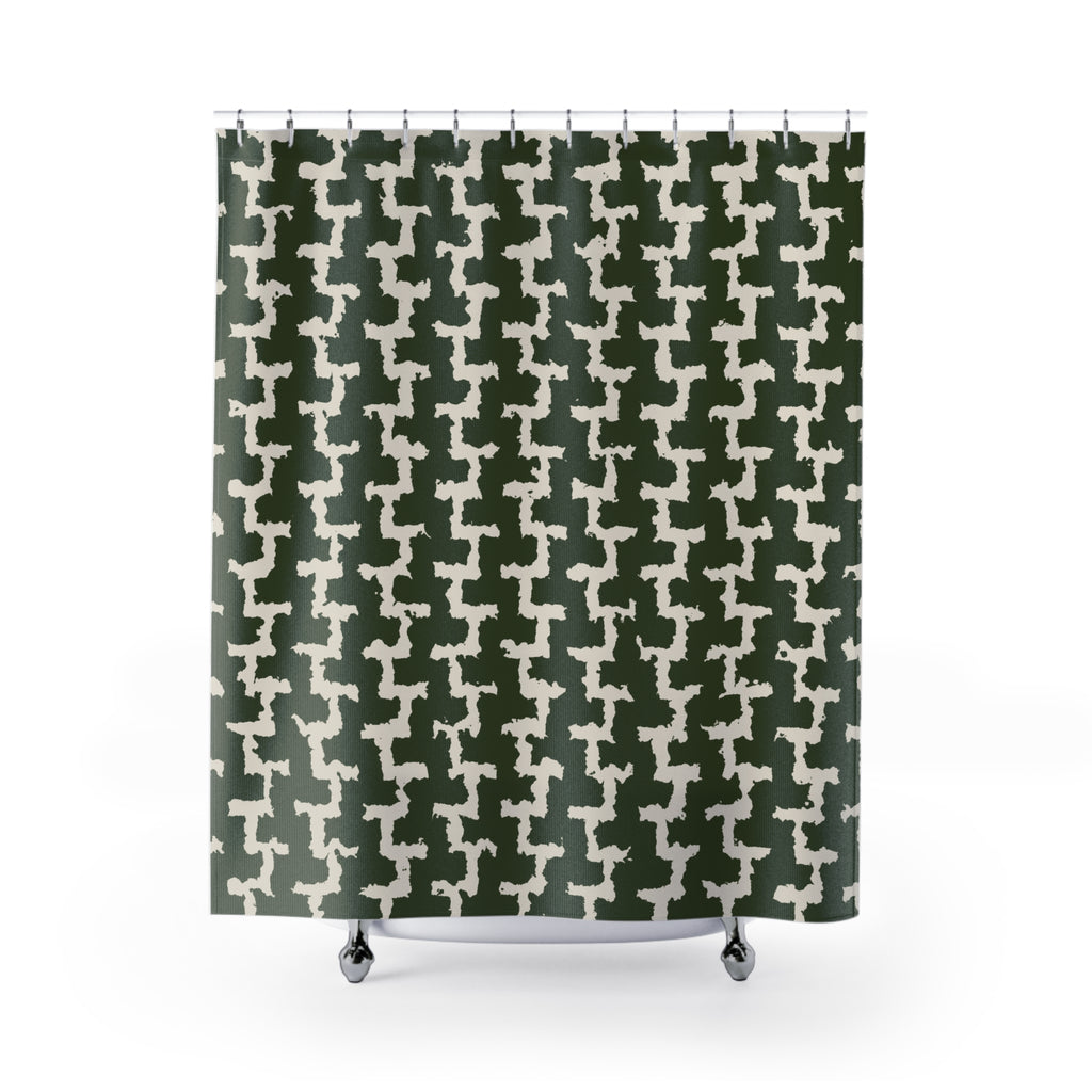 Olive Green Greek Key Shower Curtain