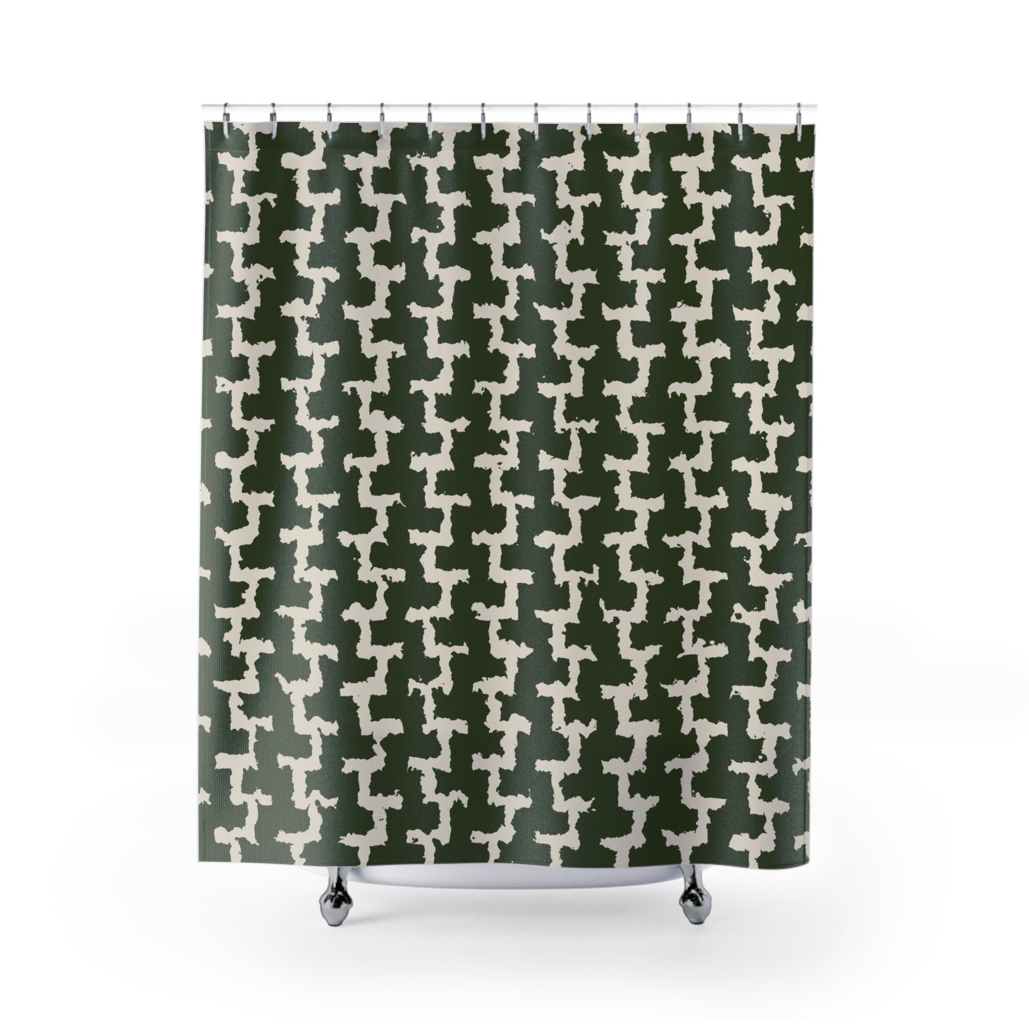 Olive Green Greek Key Shower Curtain