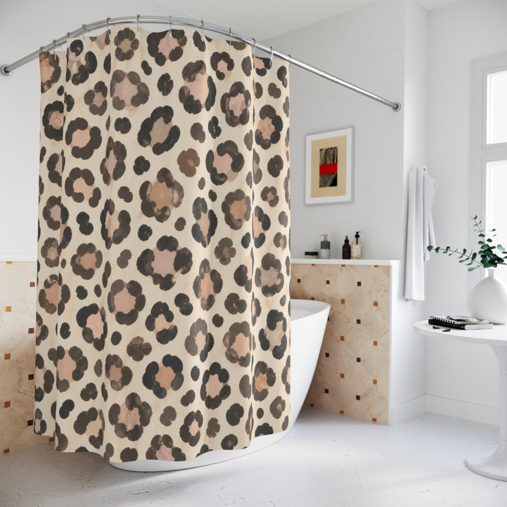 Soft Neutral Leopard Print Shower Curtain