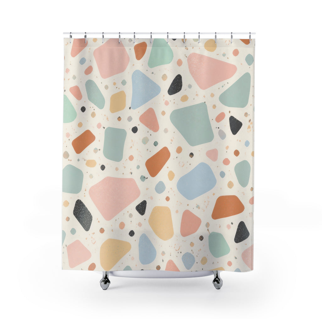 Terrazzo Stone Retro Modern Pastel Shower Curtain