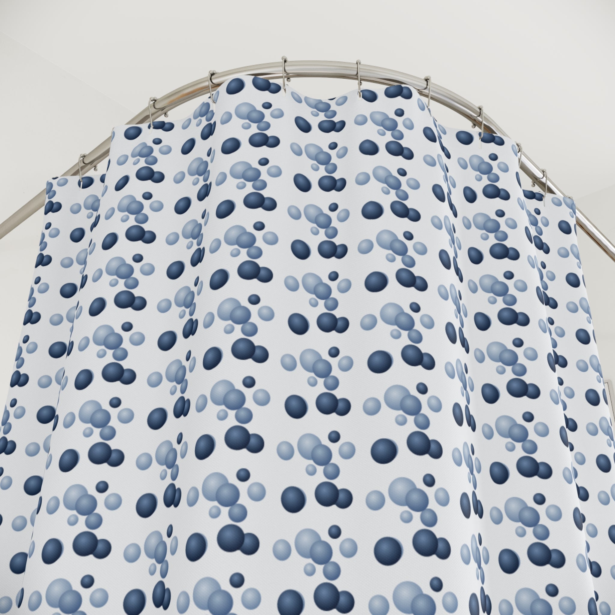 Blue and White Gradient Dot Shower Curtain