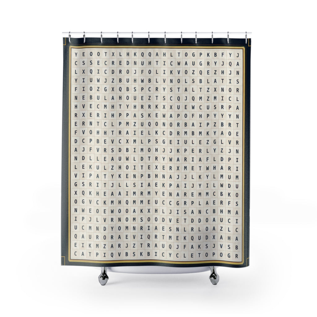 Navy Gold Word Search Shower Curtain