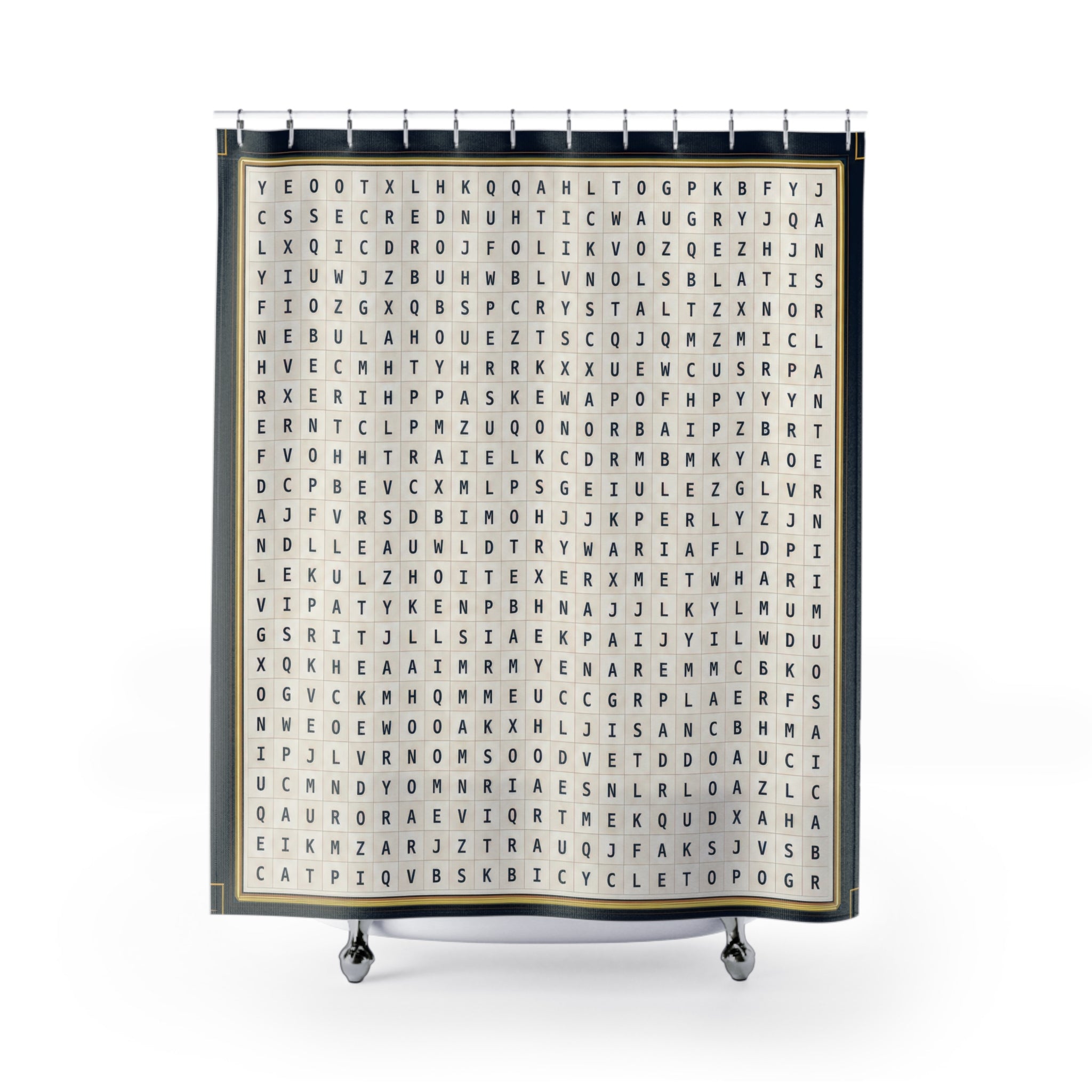 Navy Gold Word Search Shower Curtain