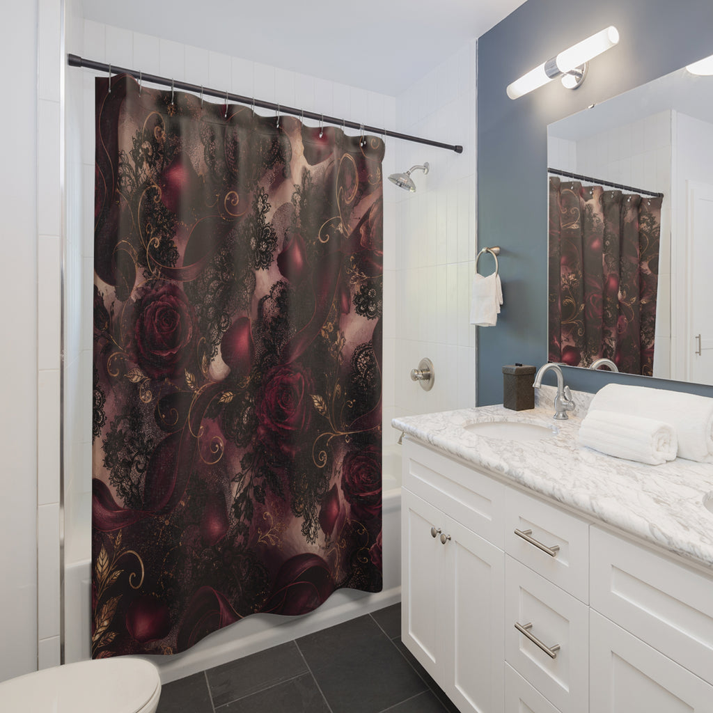 Burgundy Rose Shower Curtain