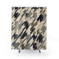 Painterly Houndstooth Shower Curtain, Black Charcoal Check Bath Decor, Brushy Broken Pattern, Modern Neutral Guest Bathroom Style Decor