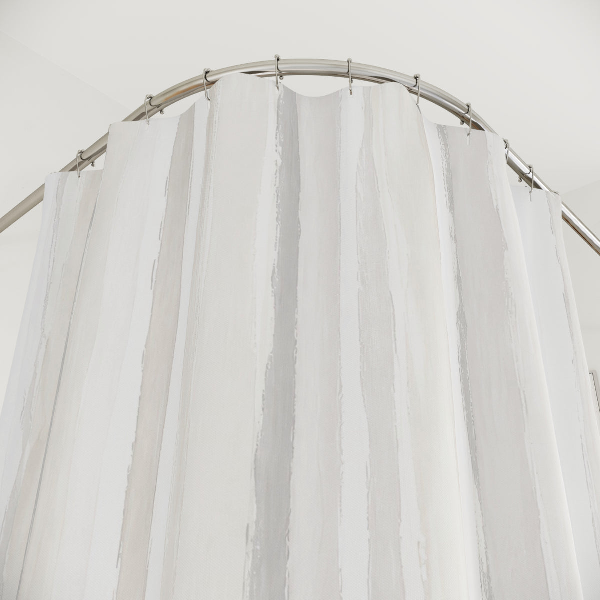 Gray Beige Watercolor Pinstripe Shower Curtain