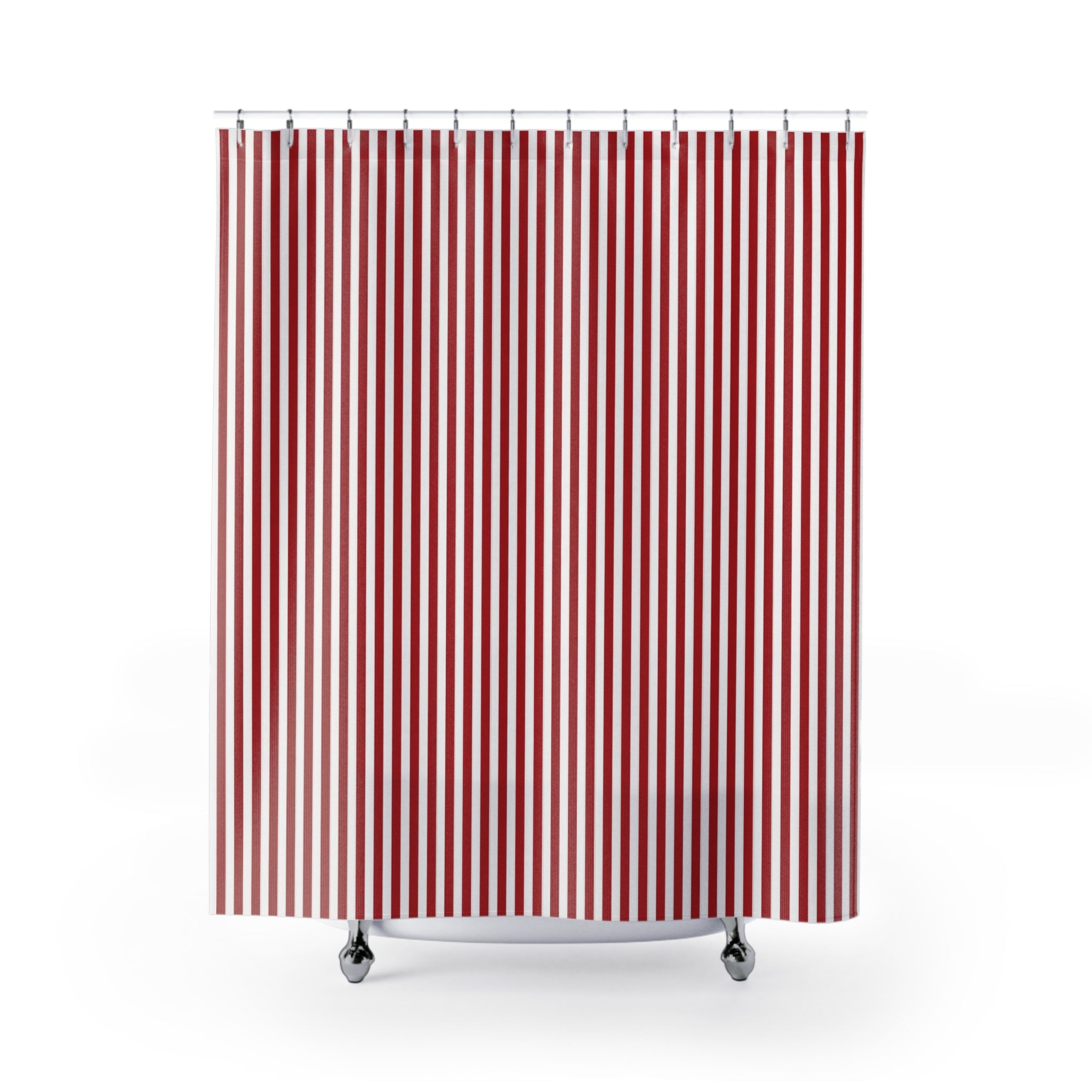 Dark Red Pinstripe Shower Curtain