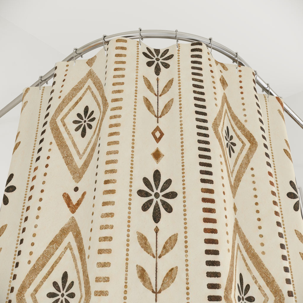 Brown Beige Diamond Arrow Stripe Shower Curtain