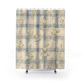 Farmhouse Plaid Floral Blue Shower Curtain