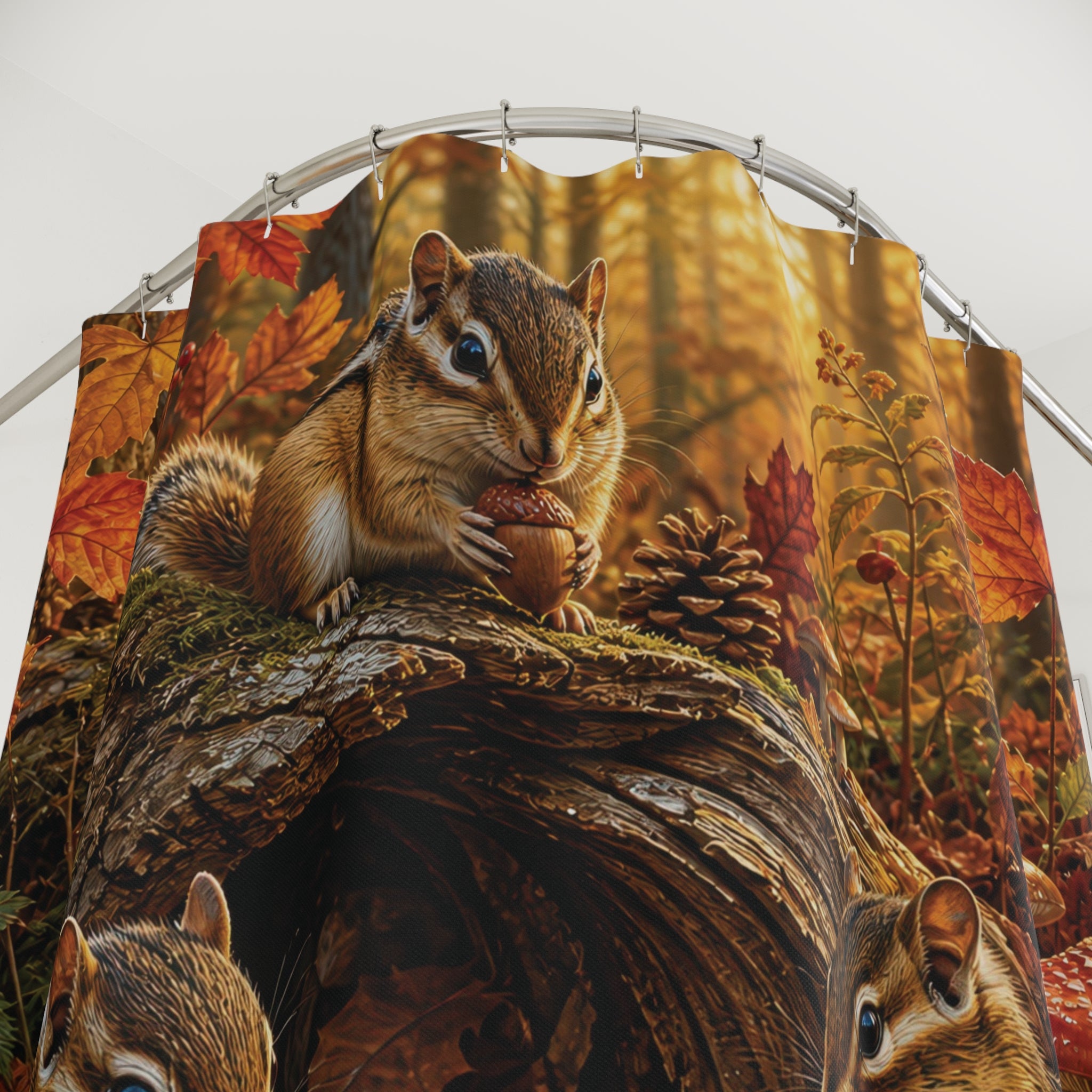 Chipmunk Shower Curtain: Cute Woodland Animal