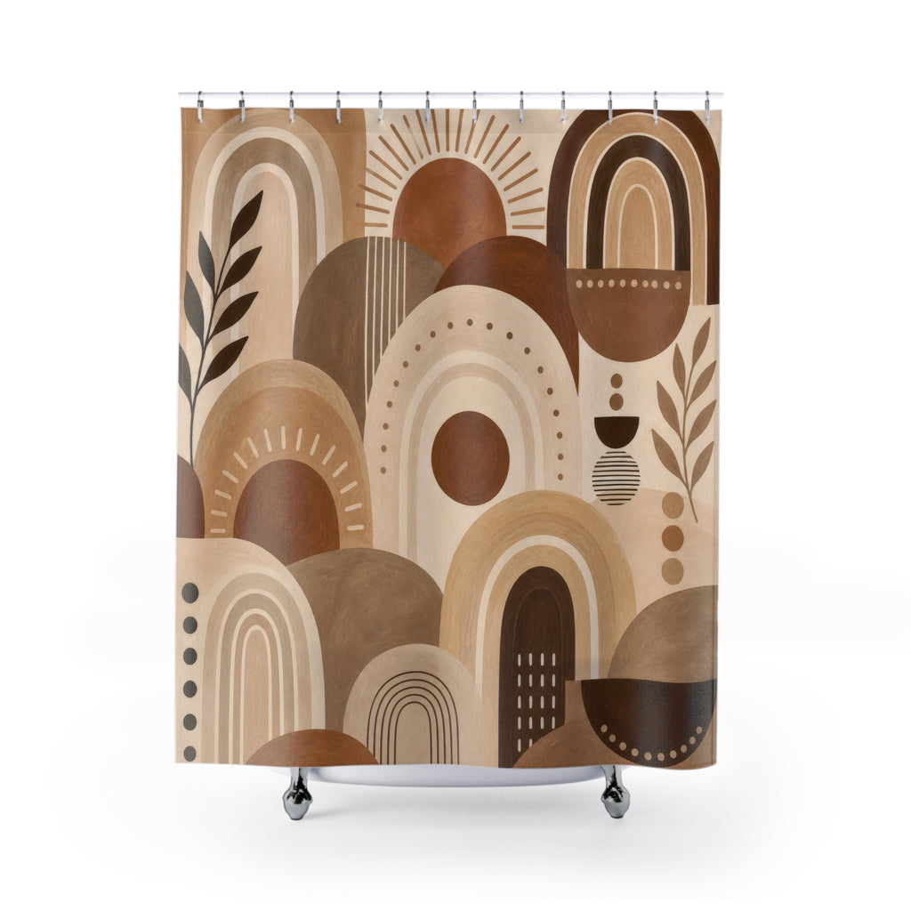 Brown Beige Sun Arch Shower Curtain