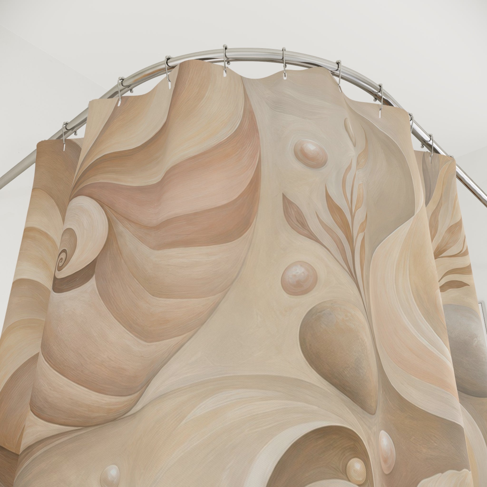 Quiet Shell Current Beige Coastal Shower Curtain
