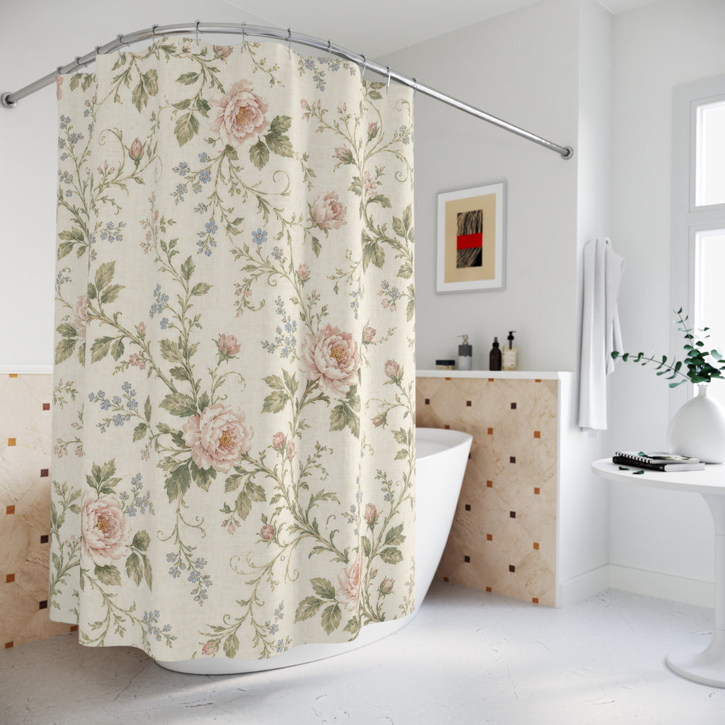 Vintage Floral Cottage Rose Shower Curtain
