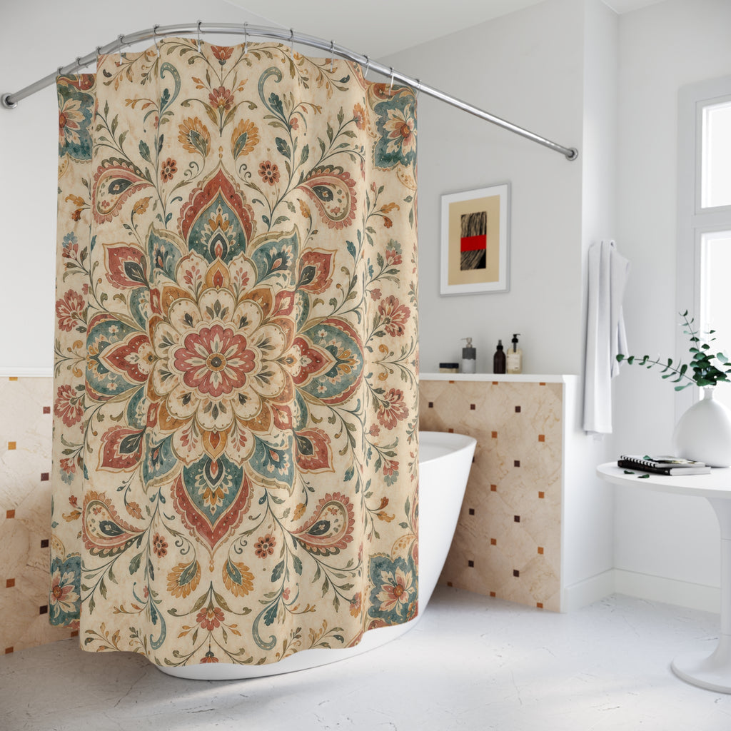 Boho Paisley Floral Shower Curtain