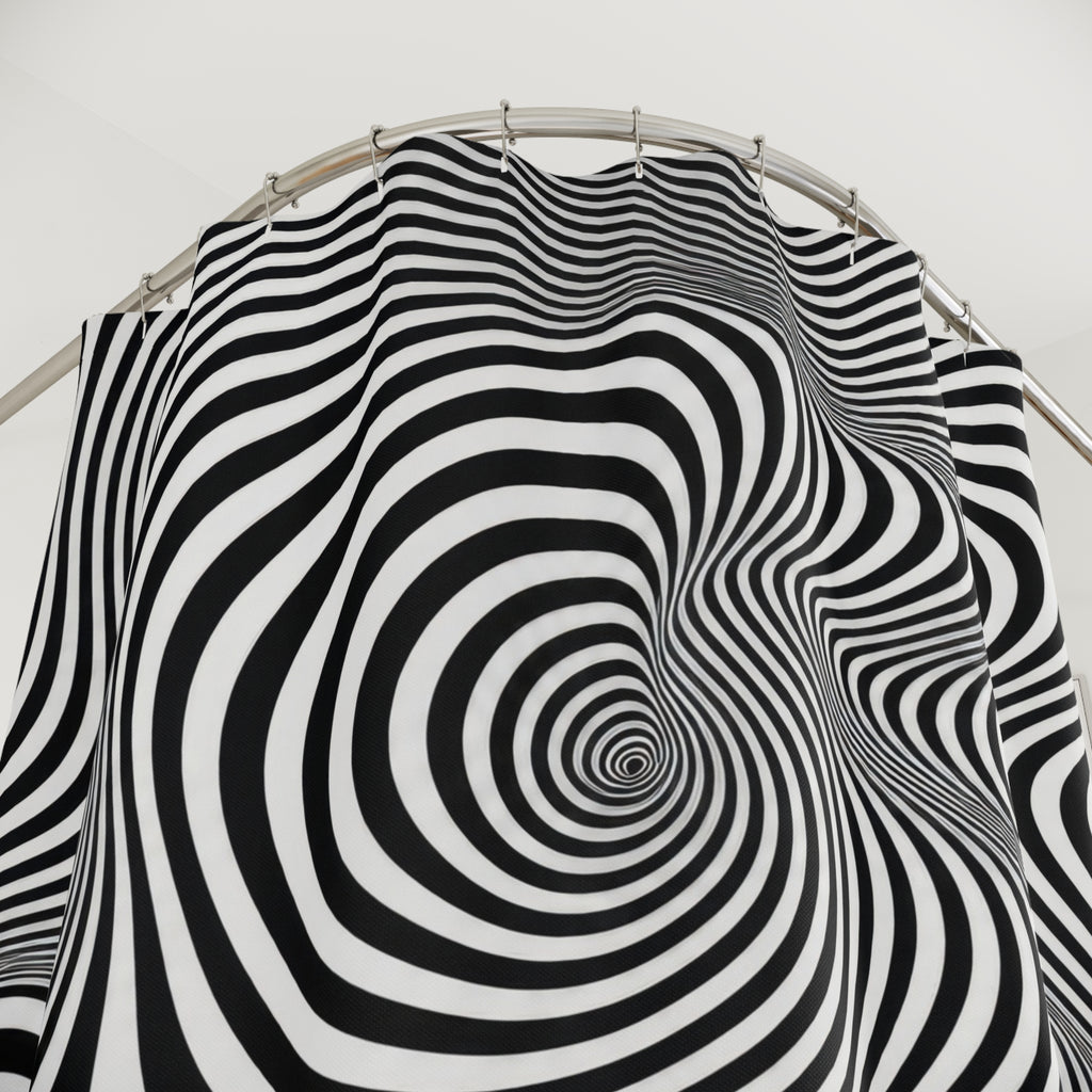 Black White Wavy Line Shower Curtain