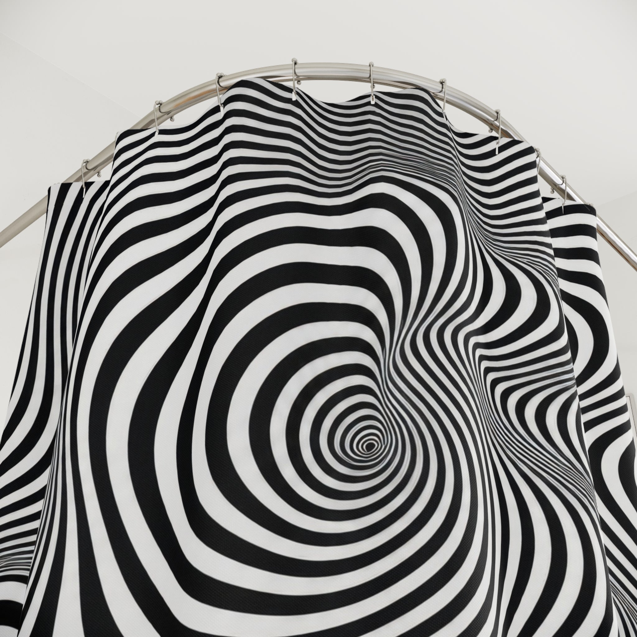 Black White Wavy Line Shower Curtain