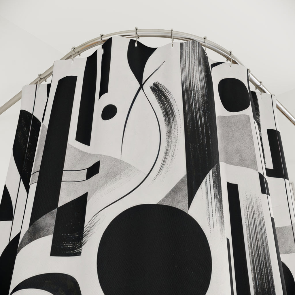 Black White Geometric Shower Curtain