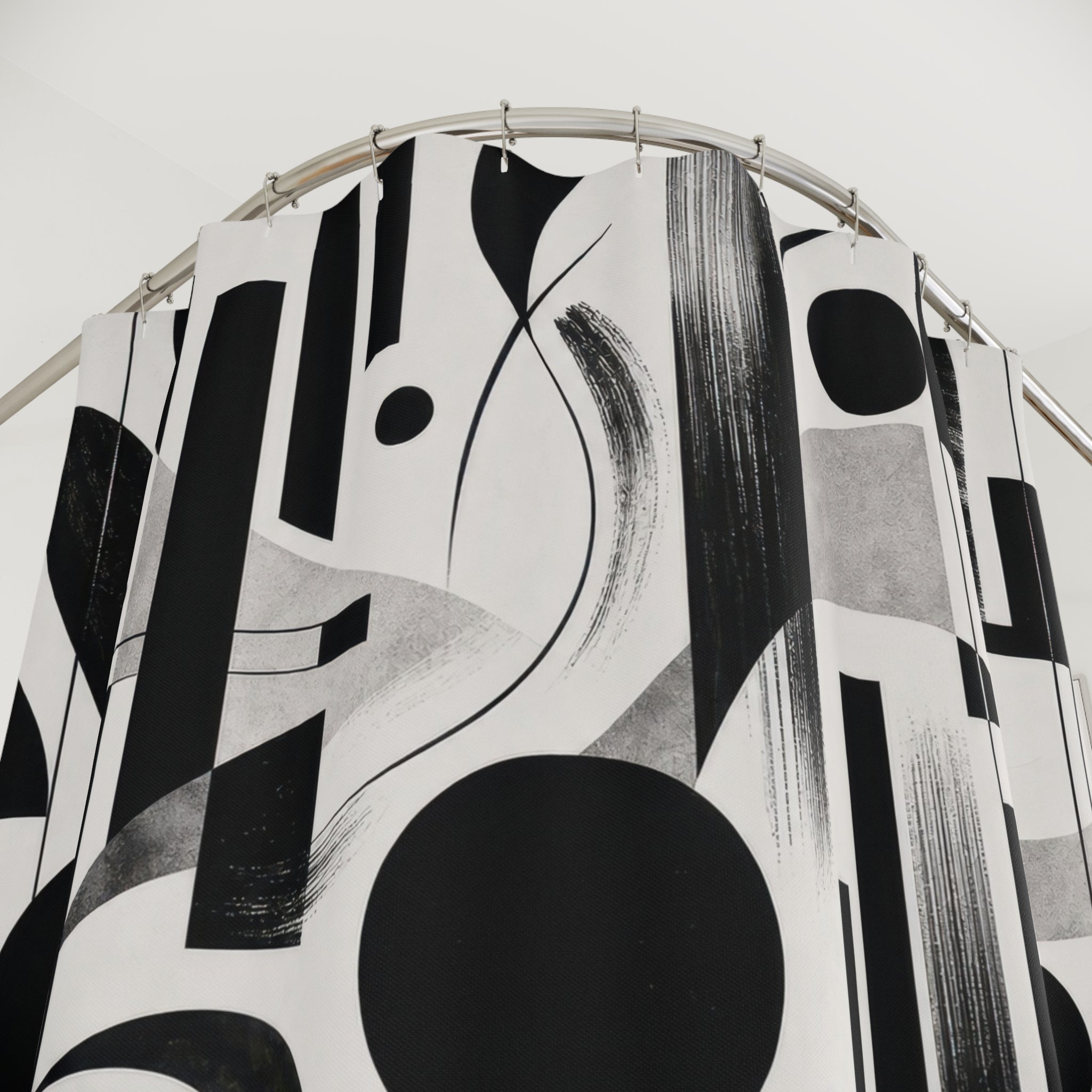 Black White Geometric Shower Curtain
