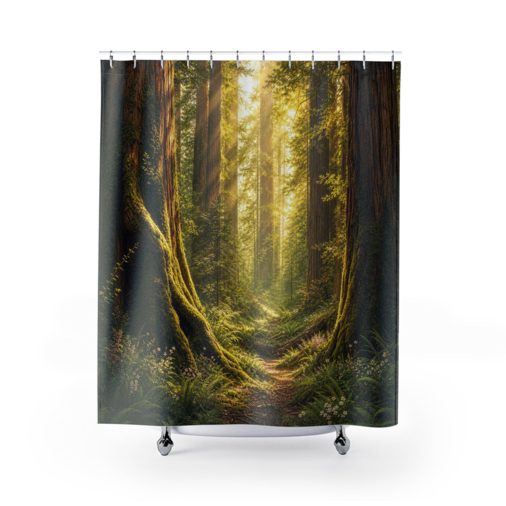 Redwood Sunbeam Forest Shower Curtain