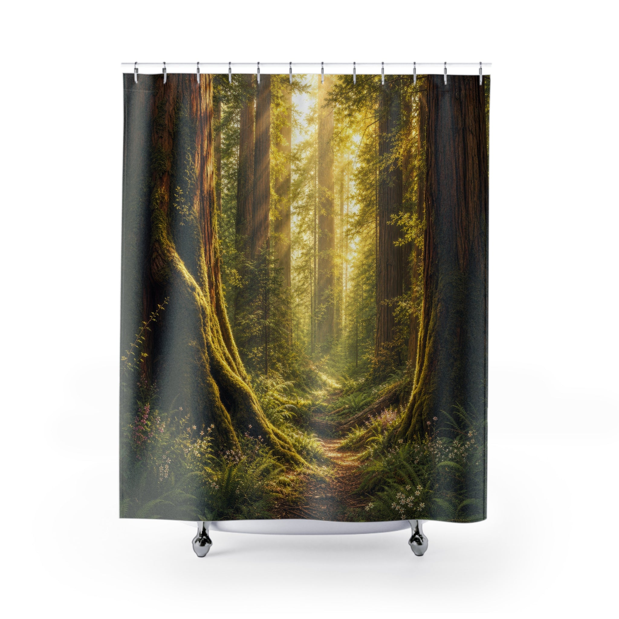 Redwood Sunbeam Forest Shower Curtain