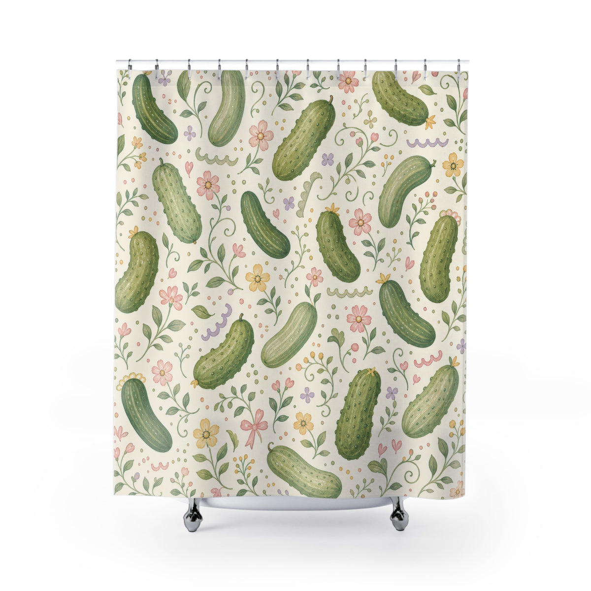 Cute Pickle Green Shower Curtain