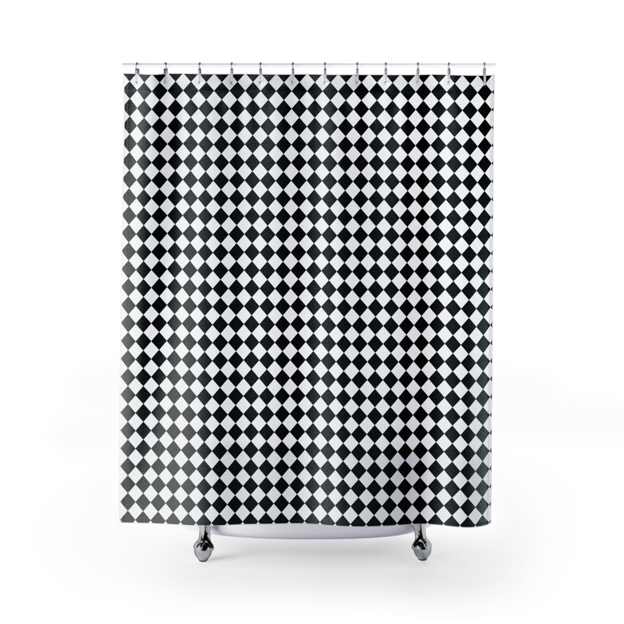 Black and White Diamond Check Shower Curtain