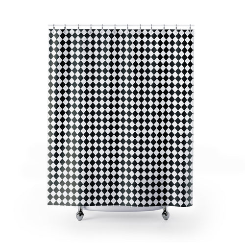 Black and White Diamond Check Shower Curtain