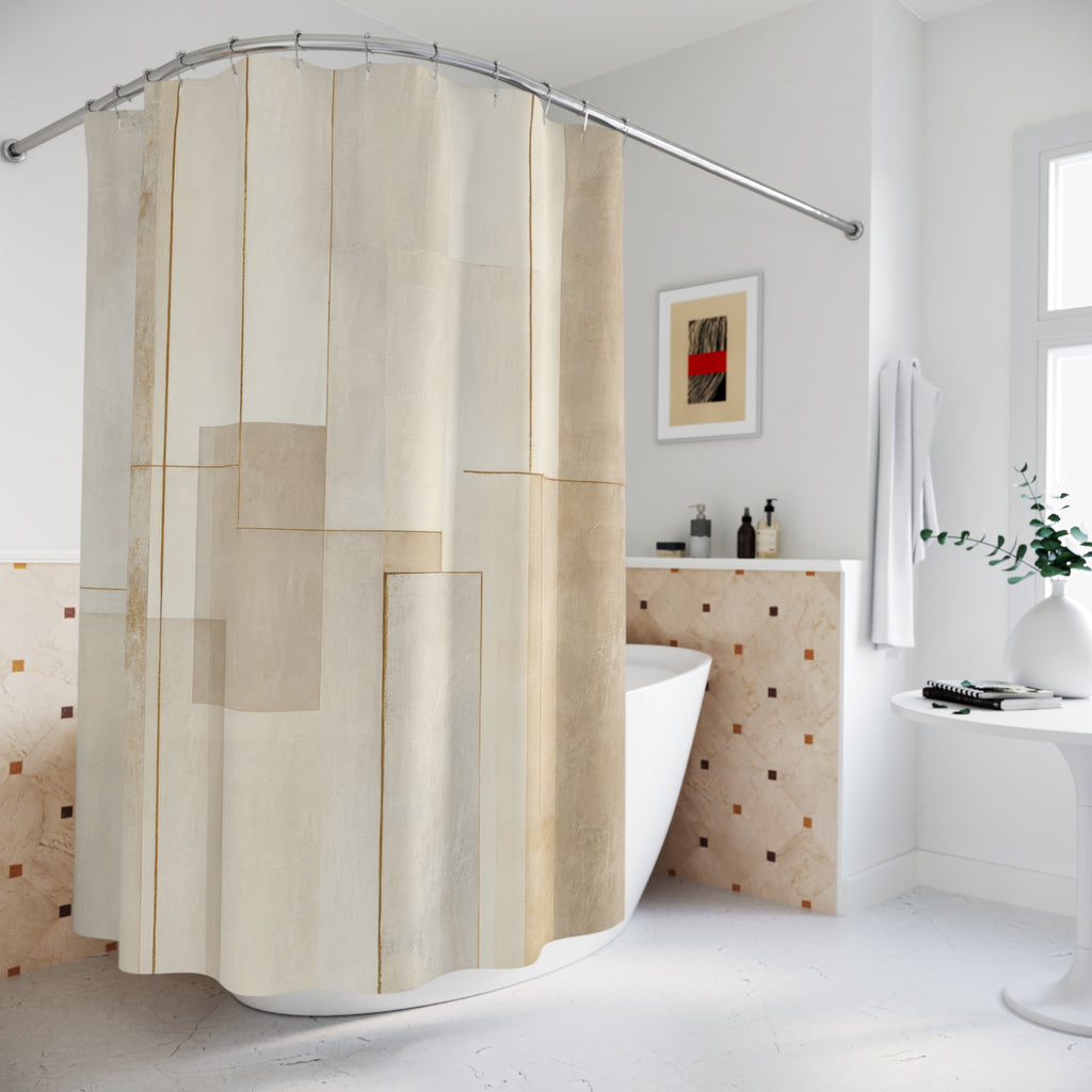 Minimalist Modern Beige Shower Curtain