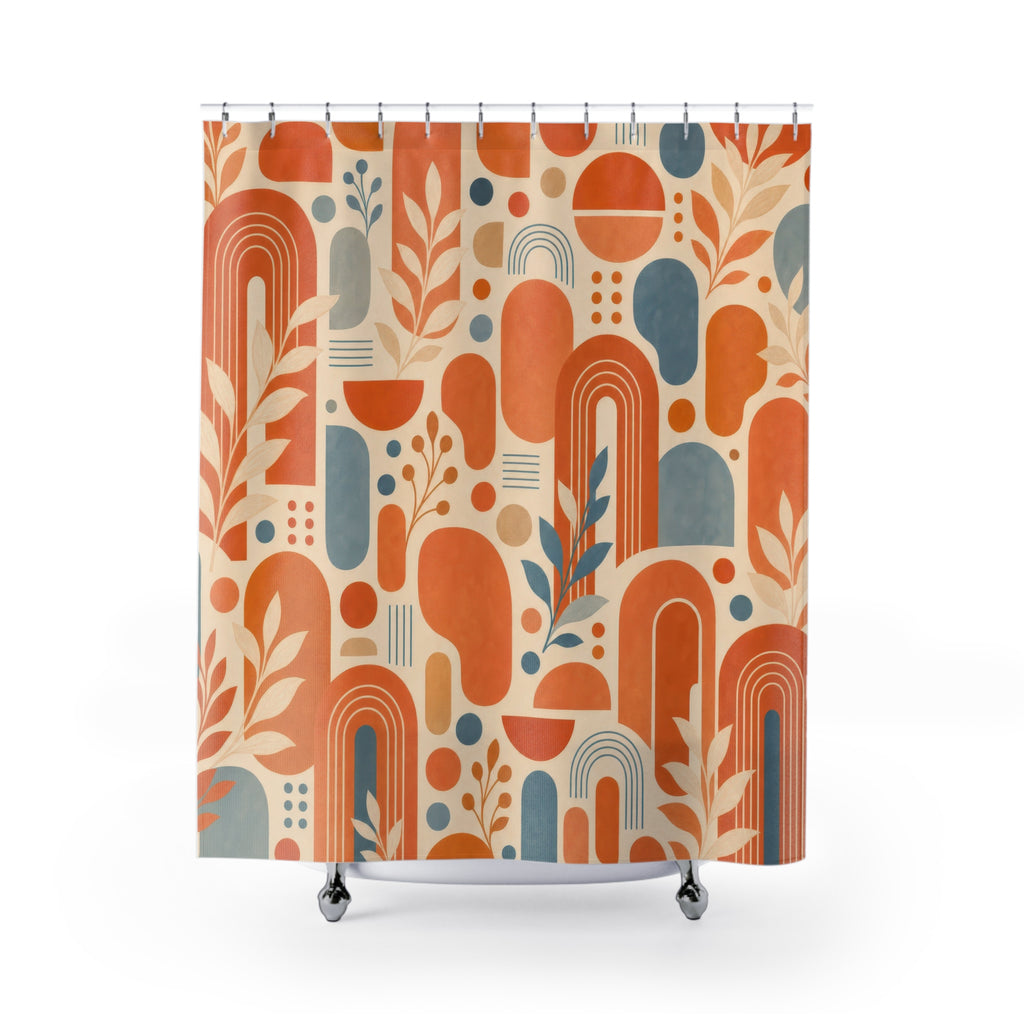 Orange Mid Century Terracotta Shower Curtain