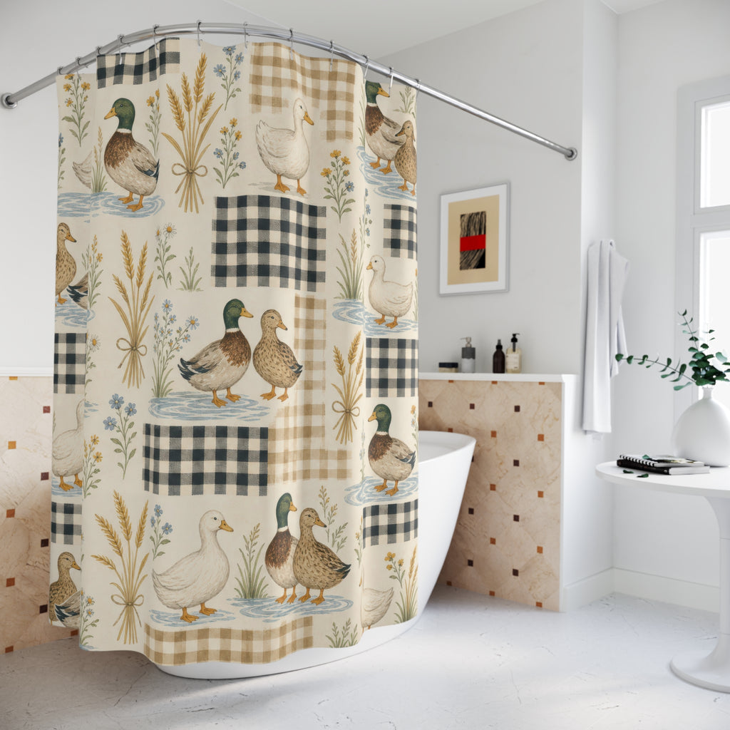 Farmhouse Mallard Patchwork Shower Curtain