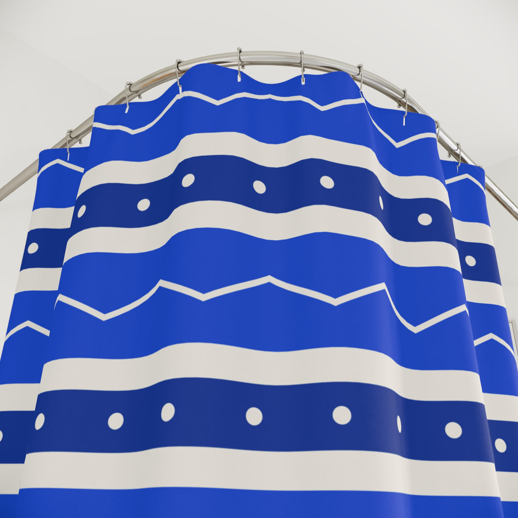 Greek Shower Curtain: Aegean Blue Stripe