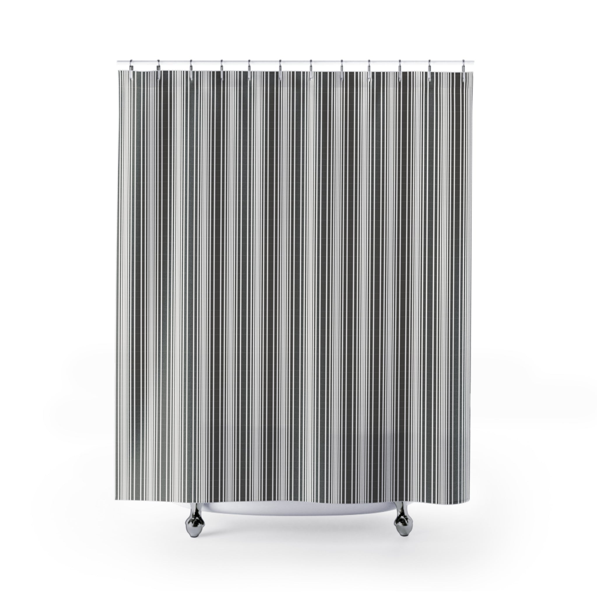Grey and White Graduated Stripe Shower Curtain