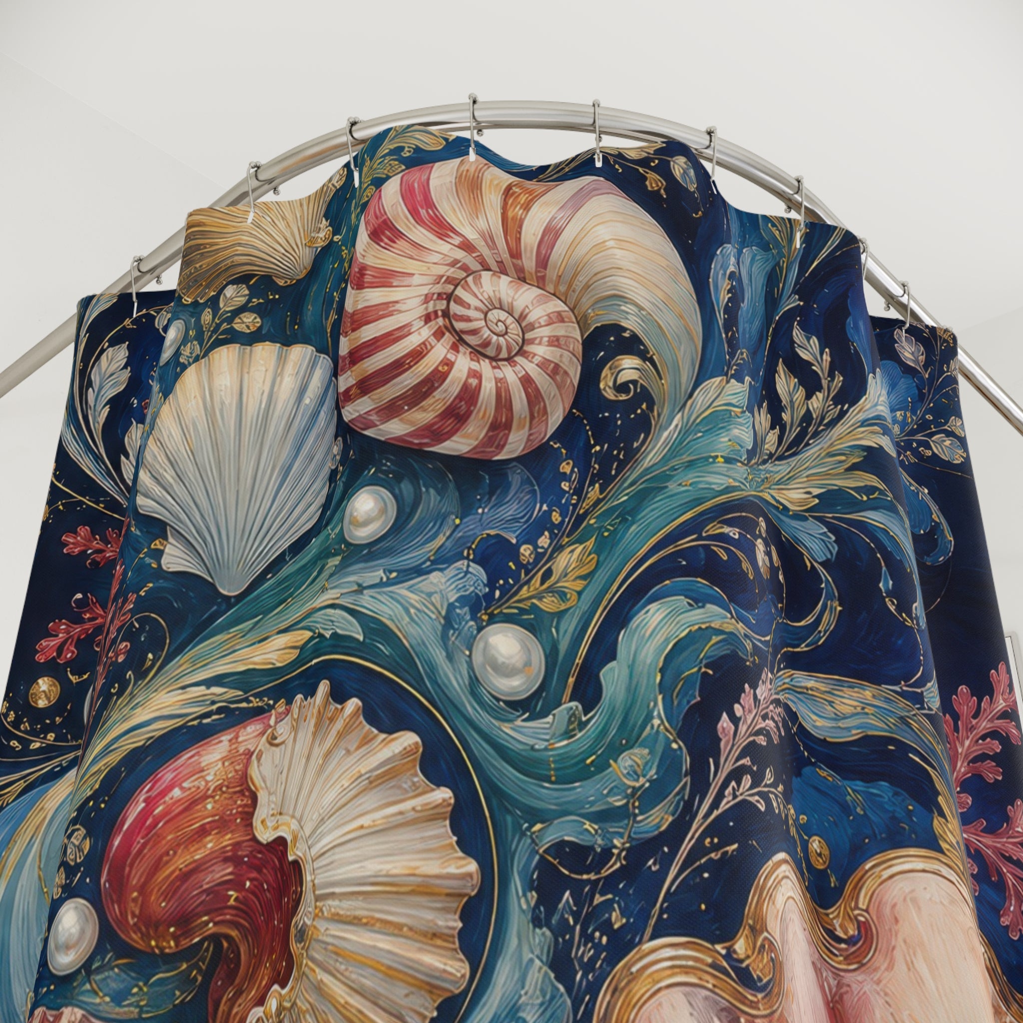 Baroque Shell Current Decorative Shower Curtain