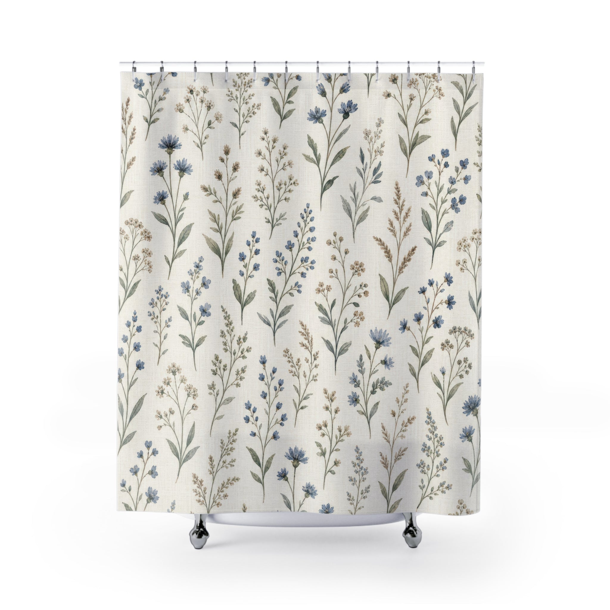 Blue Flower Meadow Shower Curtain
