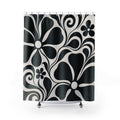 White Retro Flower Shower Curtain